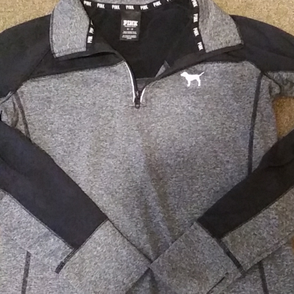 Victoriasecret PINK heathrgrey quarterzip pullover